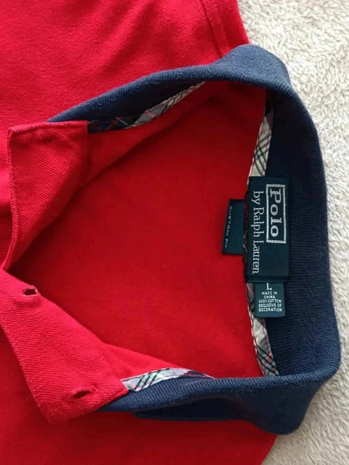 Polo Ralph Lauren Big Pony vermelho Logo azul marinho Tamanho L – photo 4